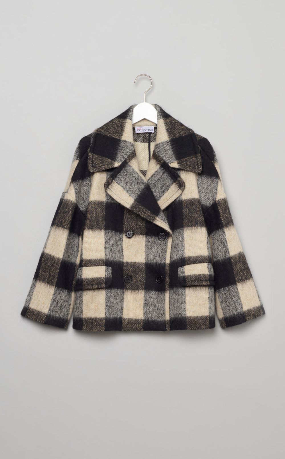 REDValentino｜ダブルブレストチェック柄ショートコート