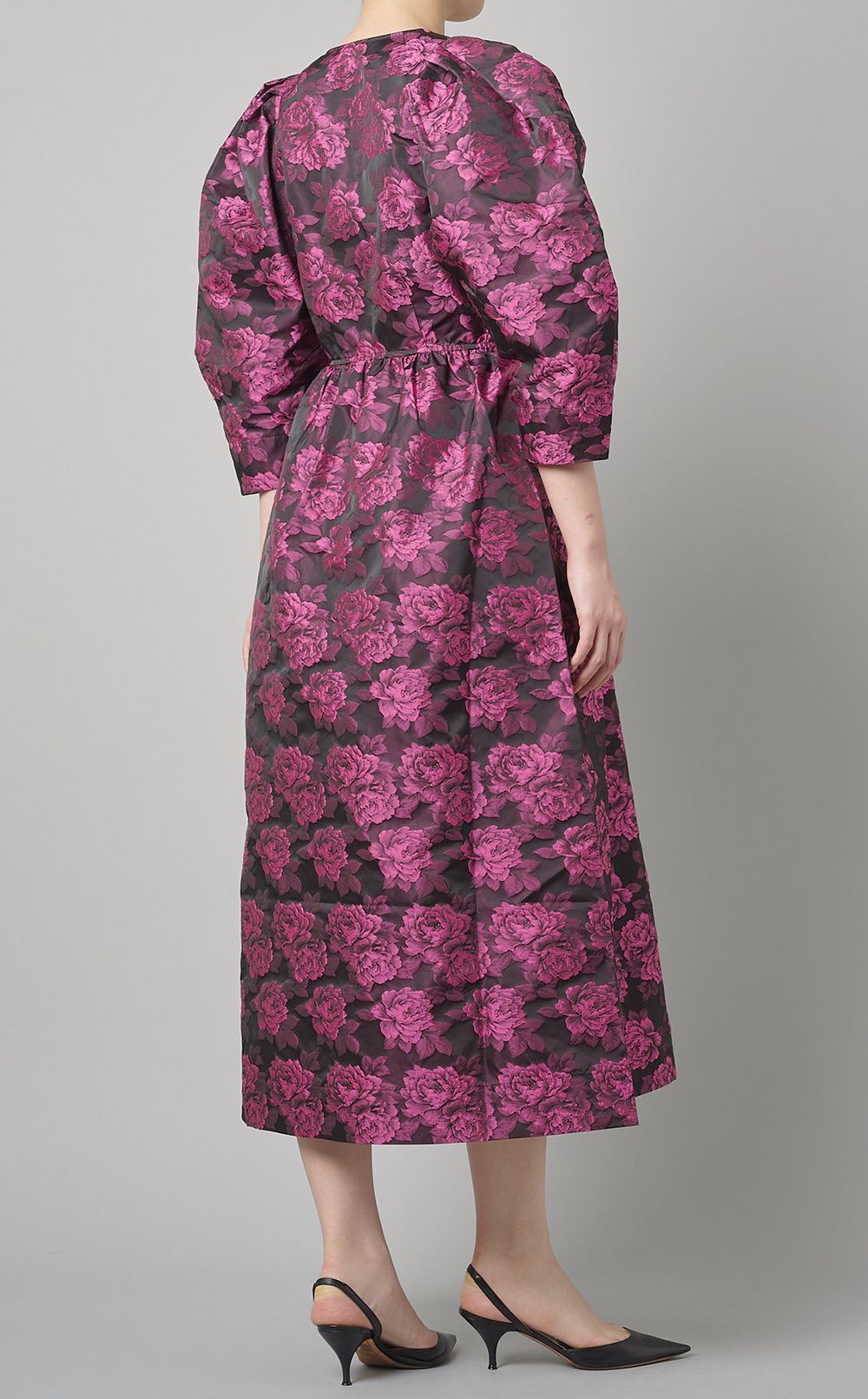 GANNI｜ボタニカルジャガードVネックワンピース