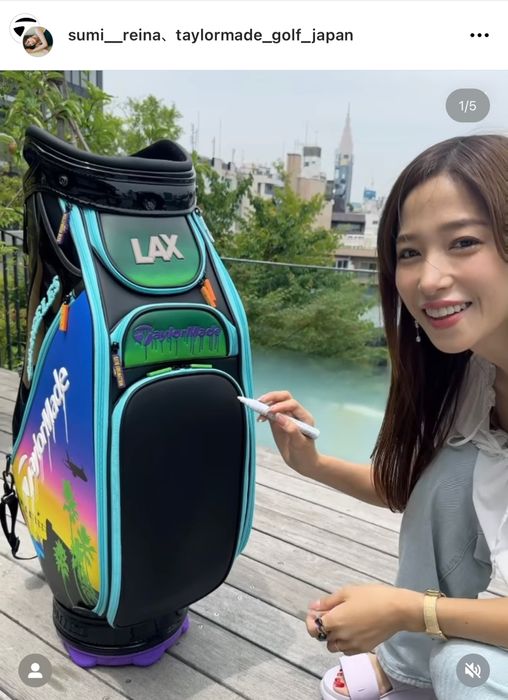鷲見玲奈「めちゃくちゃ緊張しました」テーラーメイドのゴルフバッグに