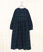 前開きワンピース ワンピース 長袖 長袖ワンピース ブラックウォッチ