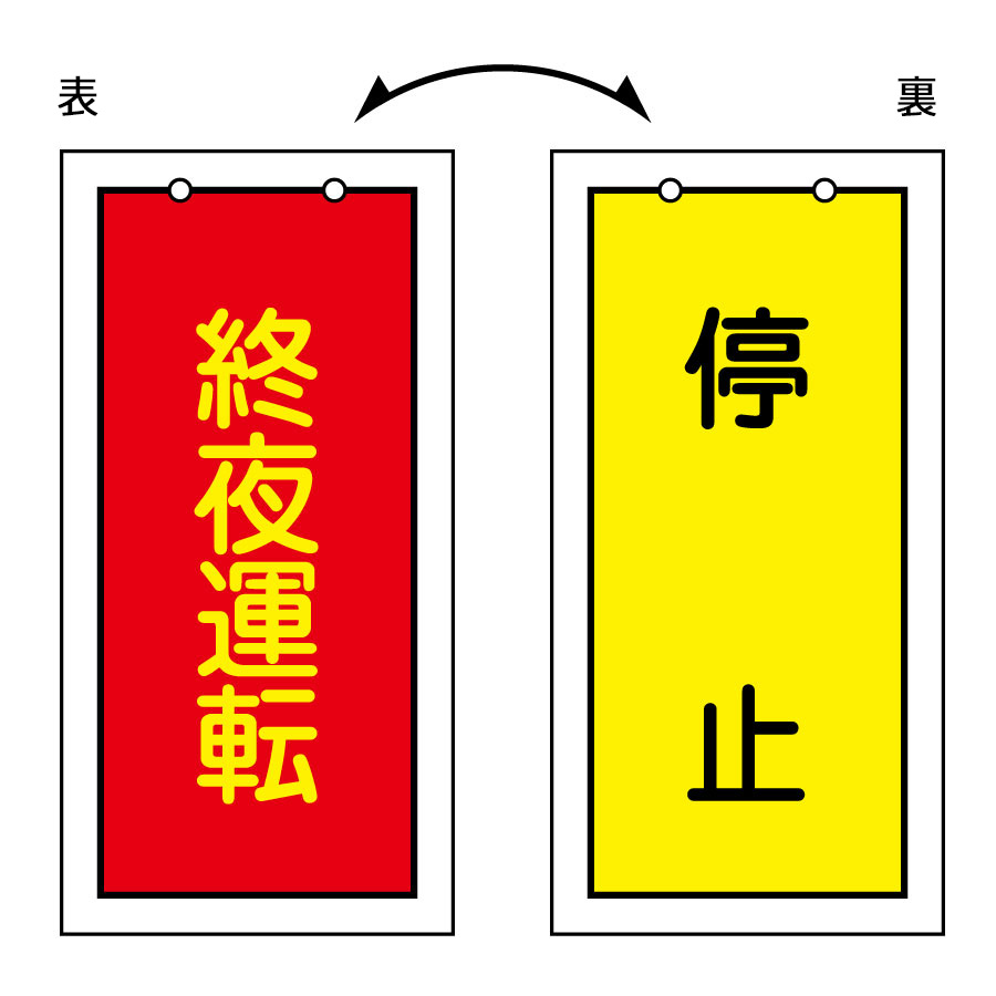 バルブ標示板 特15－76 終夜運転（表）停止（裏） 166017