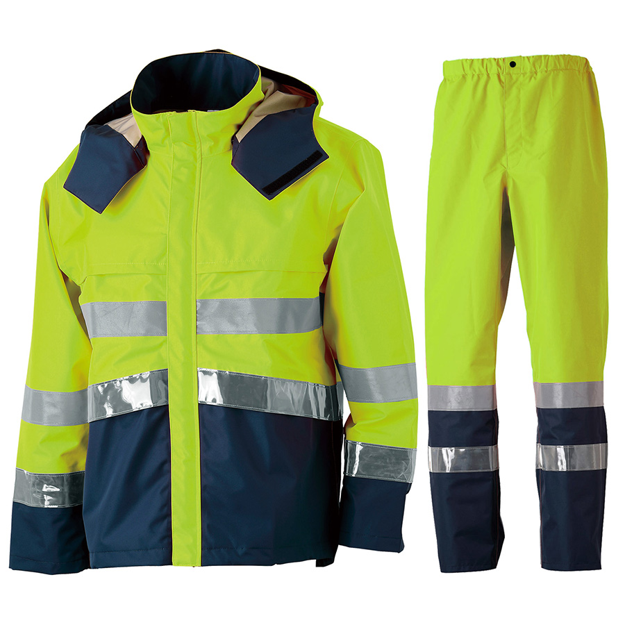 M8920 高視認性レインウェア 上下セット 蛍光イエロー | 【ミドリ