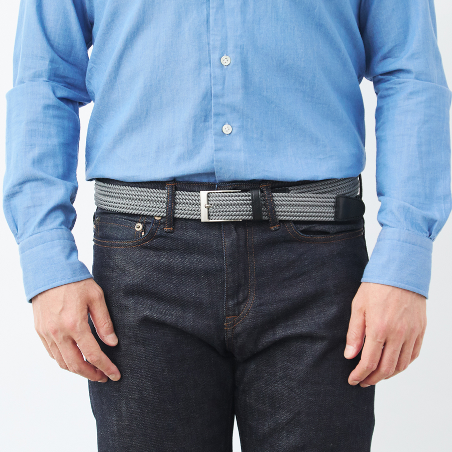 熟成ラバーメッシュベルト with トスカーナレザー/ブラック