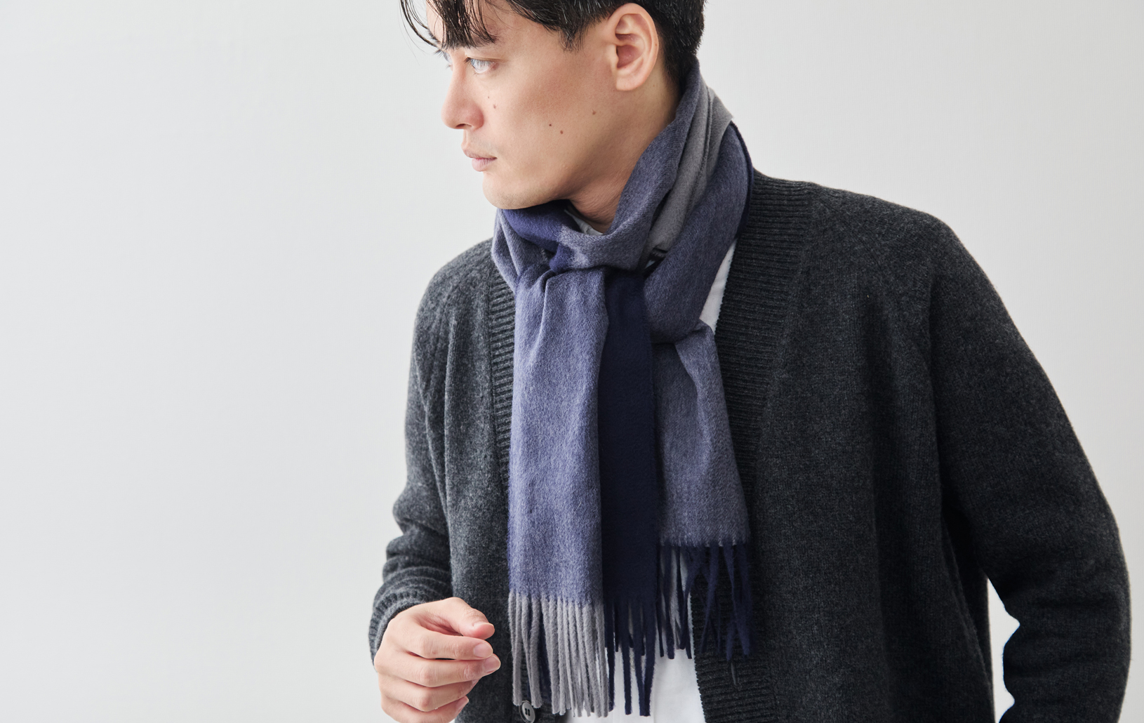Melty Cashmere 100% ウェーブマフラー/ブロックチェック