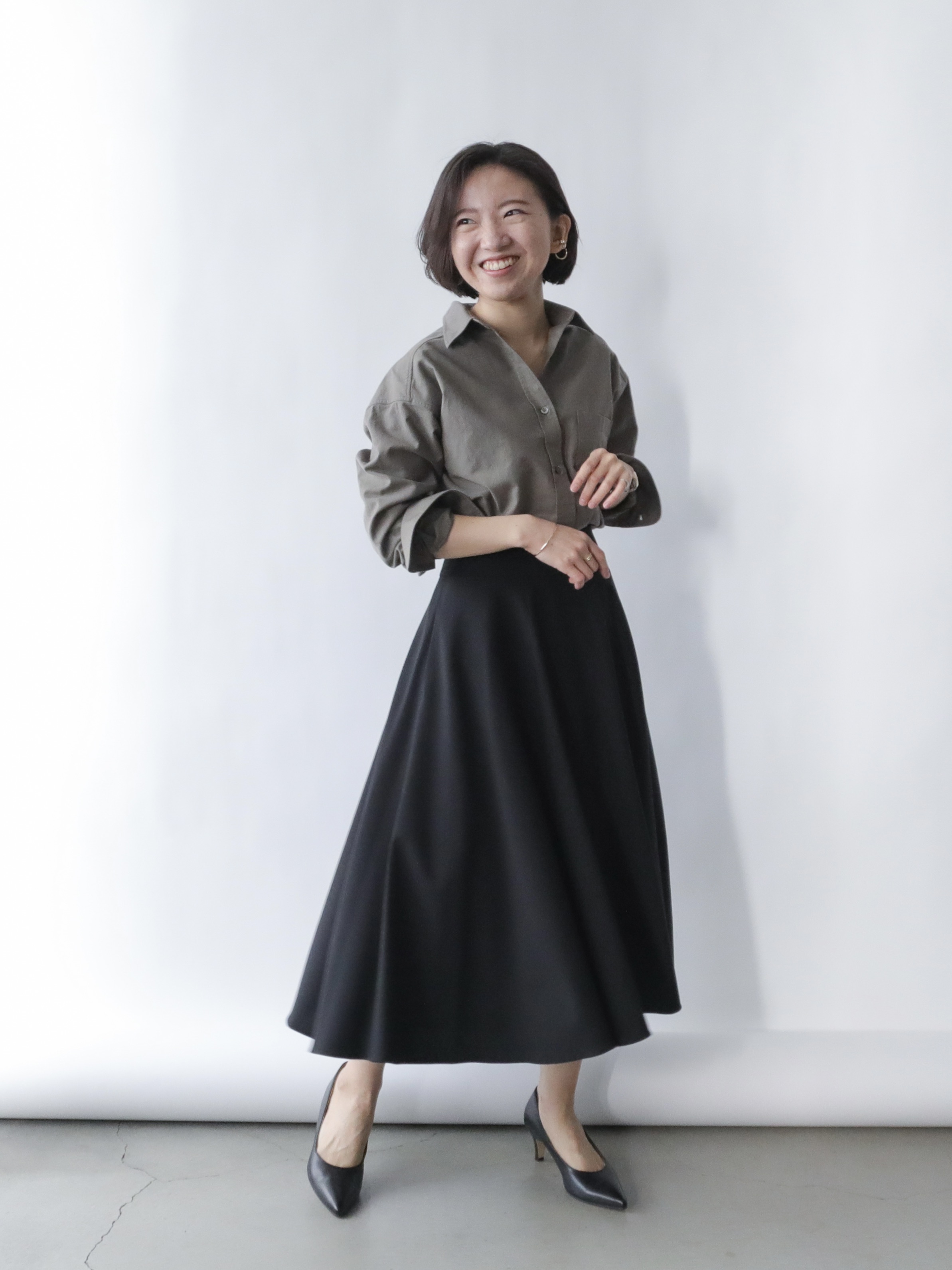 ドラマティック・フレアスカート/ウォッシャブル/ブラック | Factelier