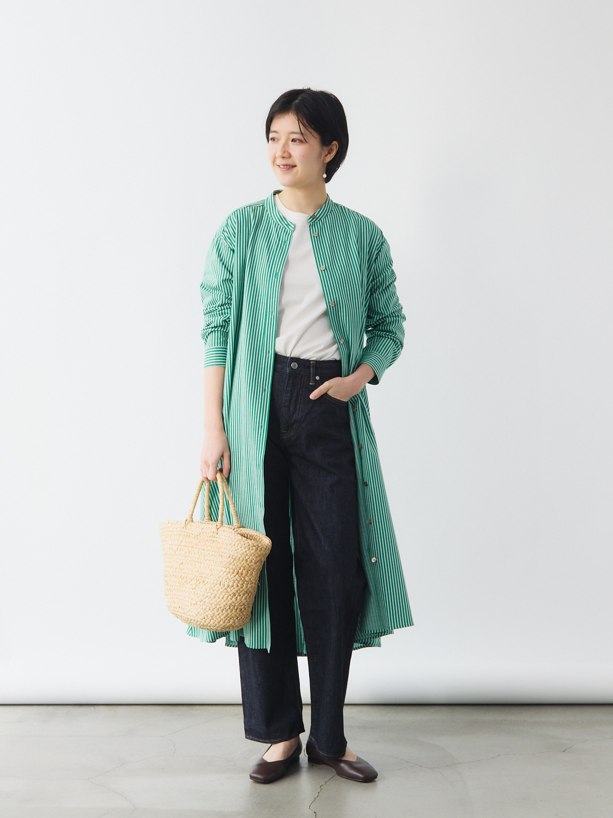 4WAYストライプワンピース/バランサーキュラー/グリーン | Factelier