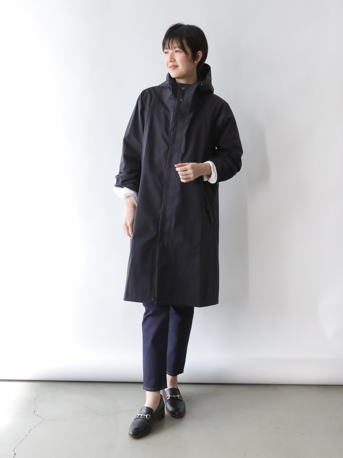 超高密度ナイロンのウォータープルーフコート/ブラック | Factelier