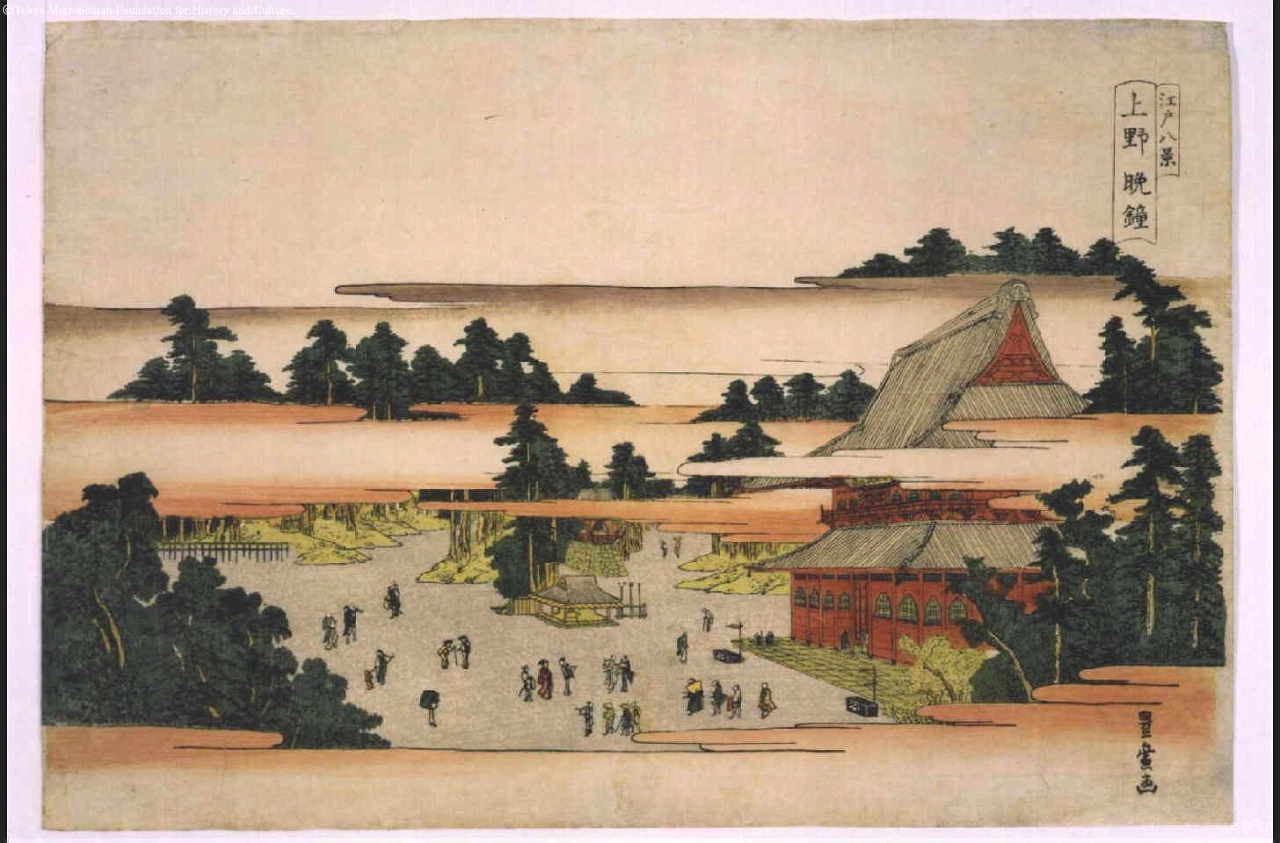 歌川豊広による浮世絵「Eight Views of Edo: Evening Bell at Ueno」