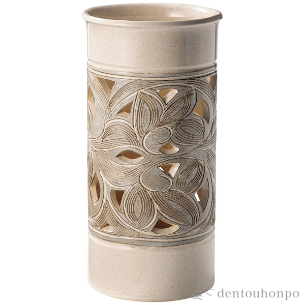 信楽焼 傘立て 青窯変クシ目 高さ47cm 信楽焼 傘立て 青窯変クシ目