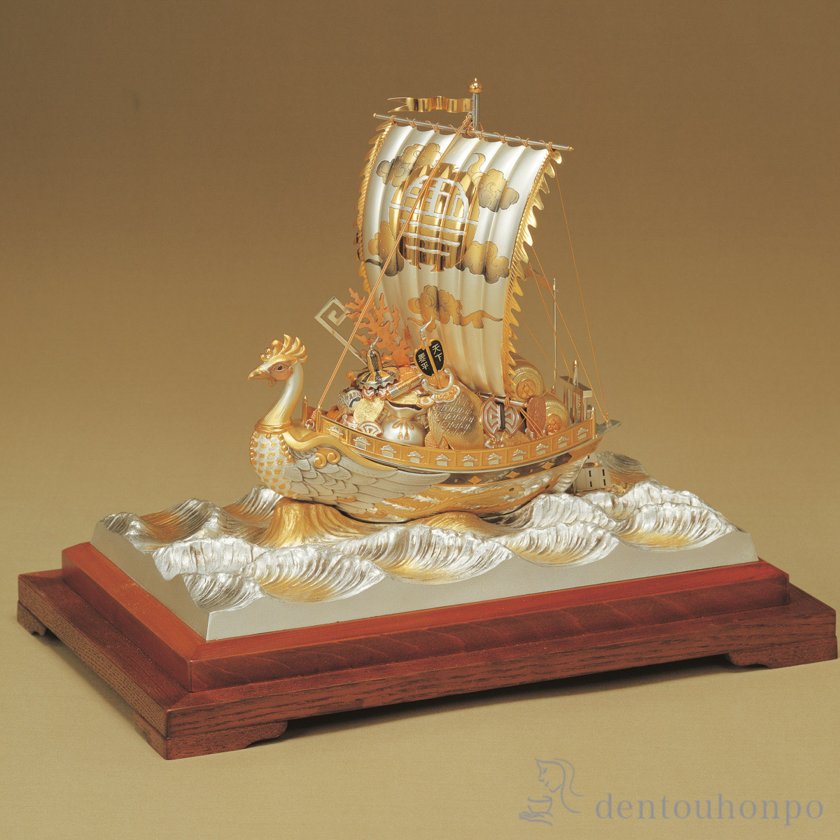 送料無料】 銀製 宝船 鳳凰 F 93g / 武比古 置物 七福神 恵比寿 大黒