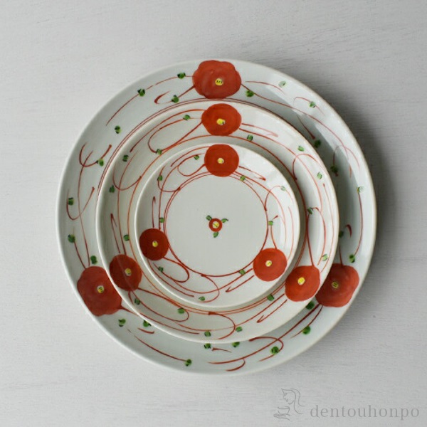 皿 赤絵小花 5号 5個セット / プレート おつまみ 料理 和食 洋食