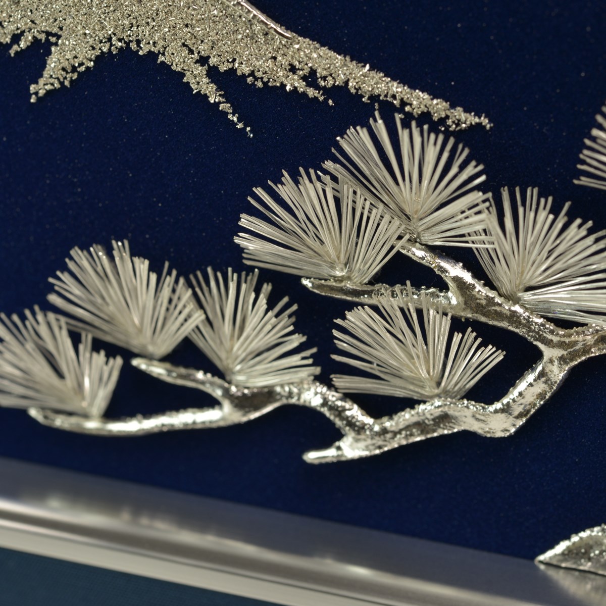 送料無料】 銀製 貴金属画 富士に松 B 2号 / 光則（銀工芸） 額縁 飾り