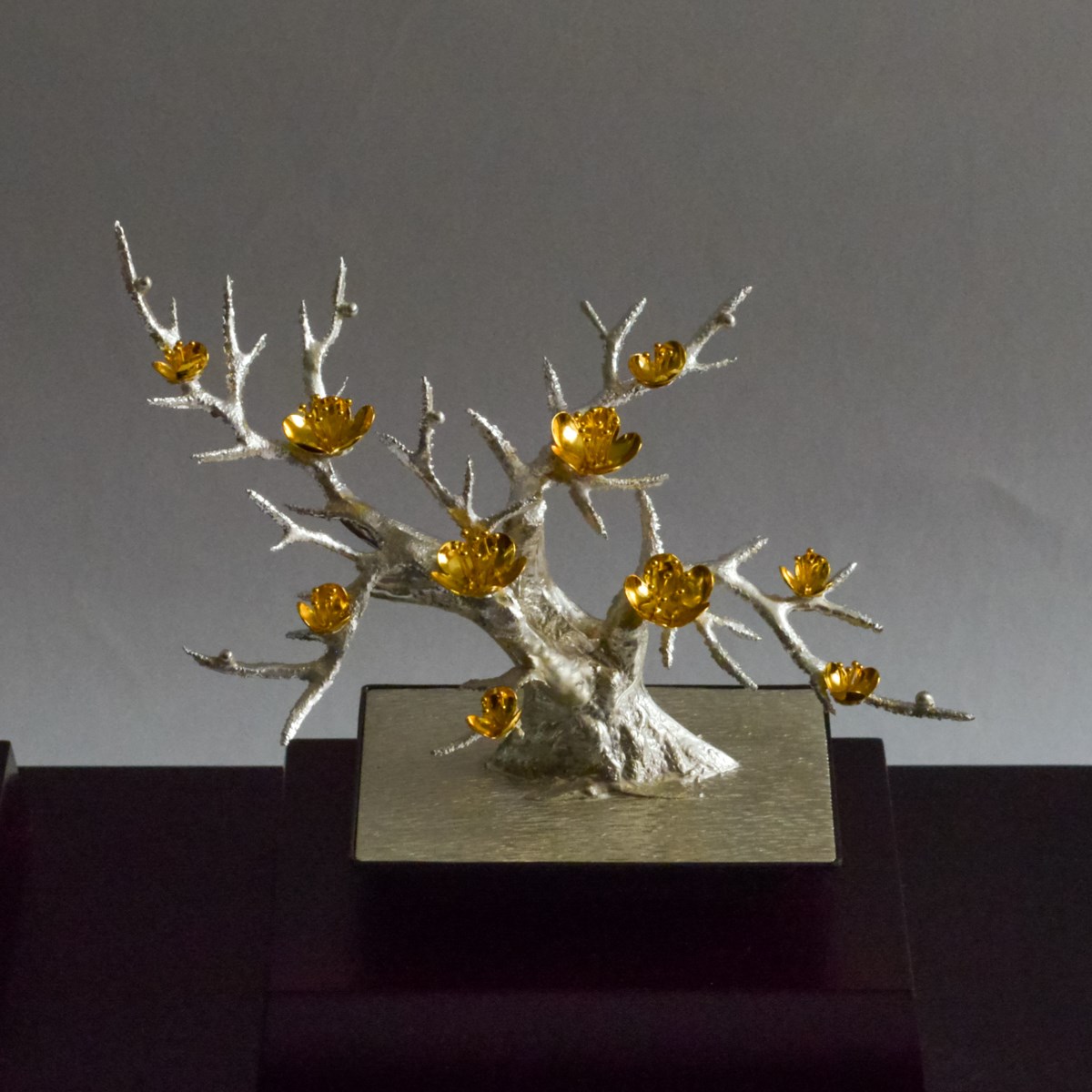 送料無料】 銀製 盆栽 三点セット A 3号・87g / 光則（銀工芸） 高級