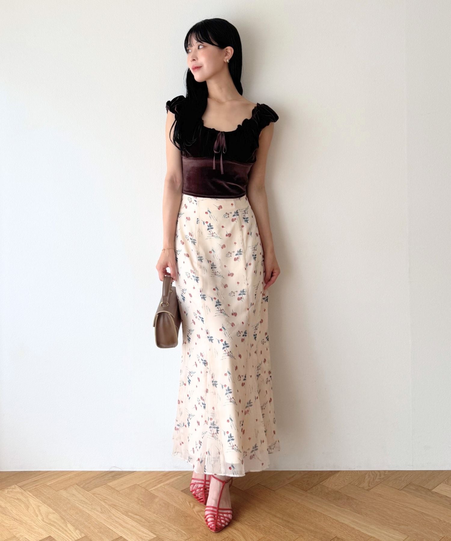 シアーシフォンフラワースカート