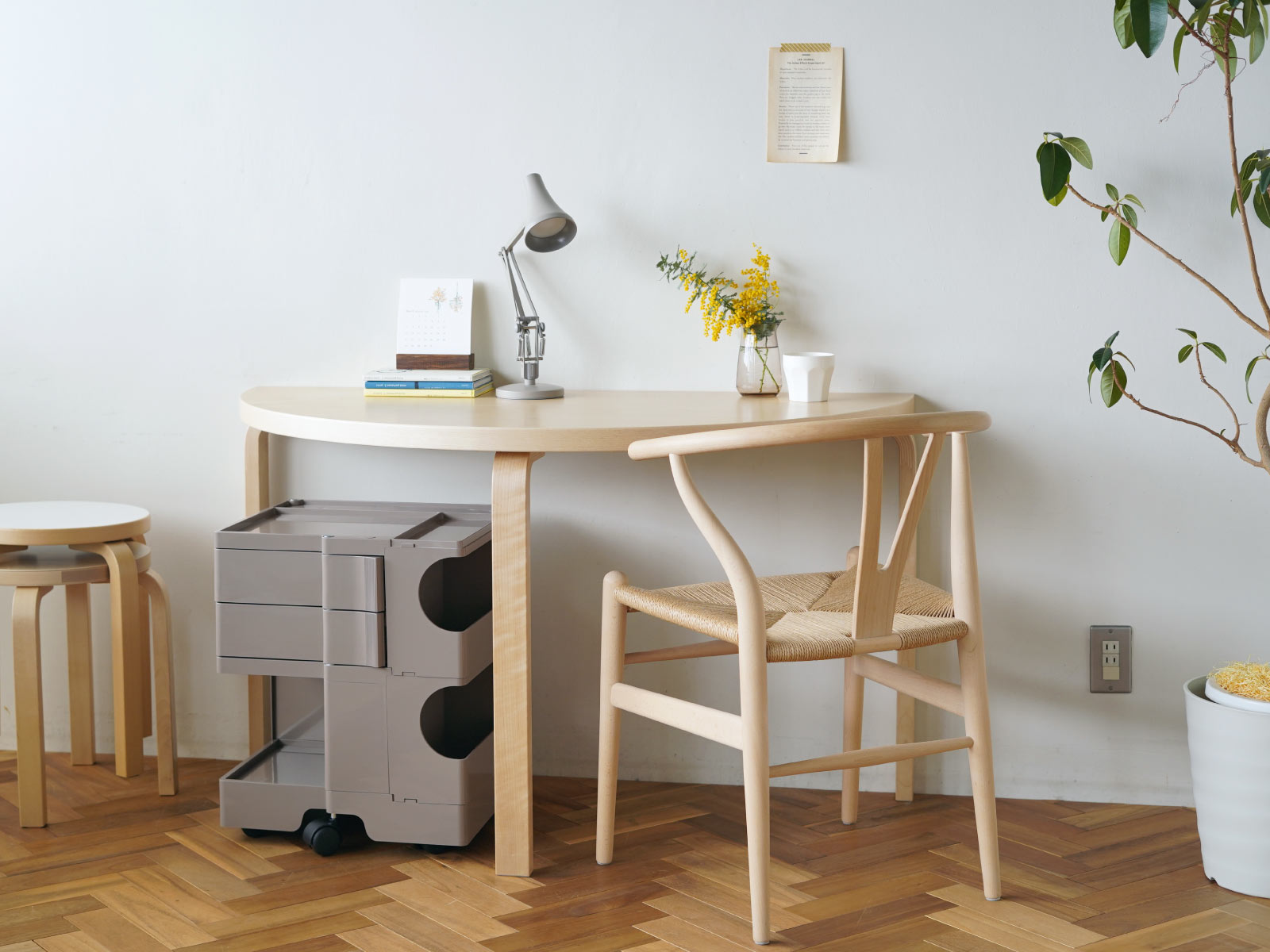 artek (アルテック) テーブル 95 W120×D60×H72cm 半円形 / ホワイト