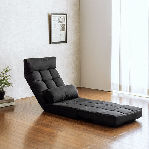 3WAY ダブルクッション座椅子 リクライニング 14段階角度調節 ブラック