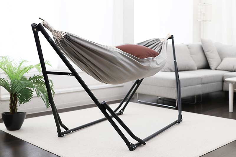 大人気 組立簡単 シフラス 2WAY 自立式ポータブルハンモック 室内