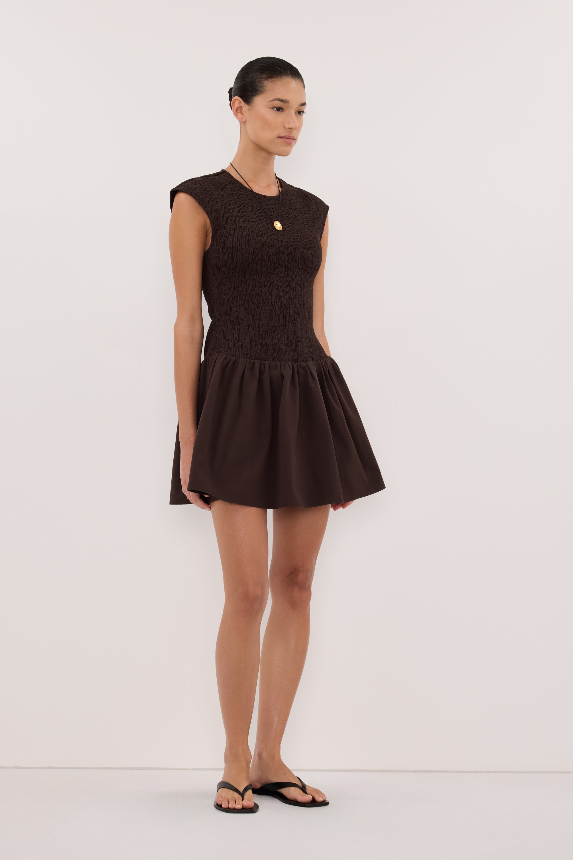 RUBI BURNT CHOC POPLIN MINI DRESS – DISSH