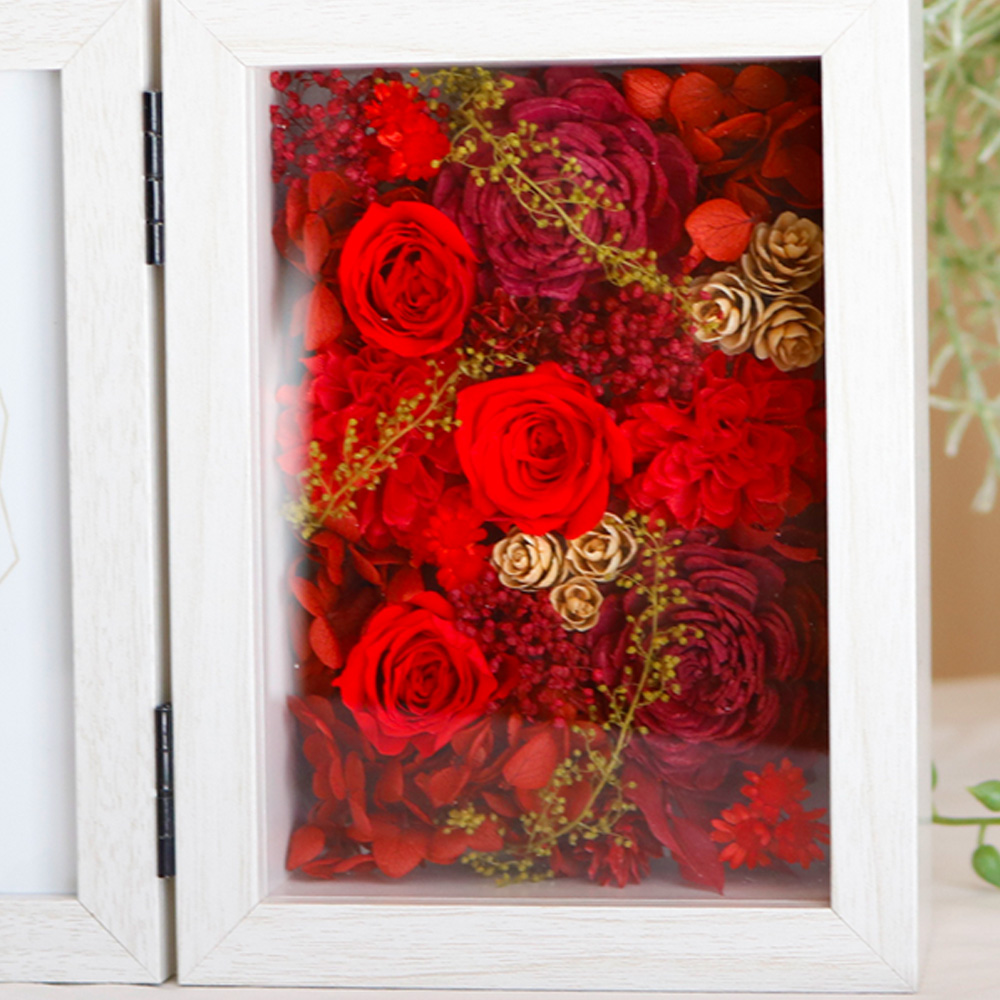 フォトフレーム-Anniversary(レッド) /プリザーブドフラワー【送料無料】