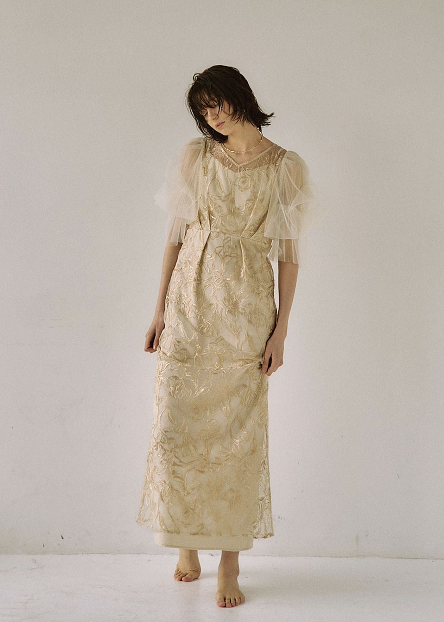 Fluffy sleeve pencil dress|LE'RURE