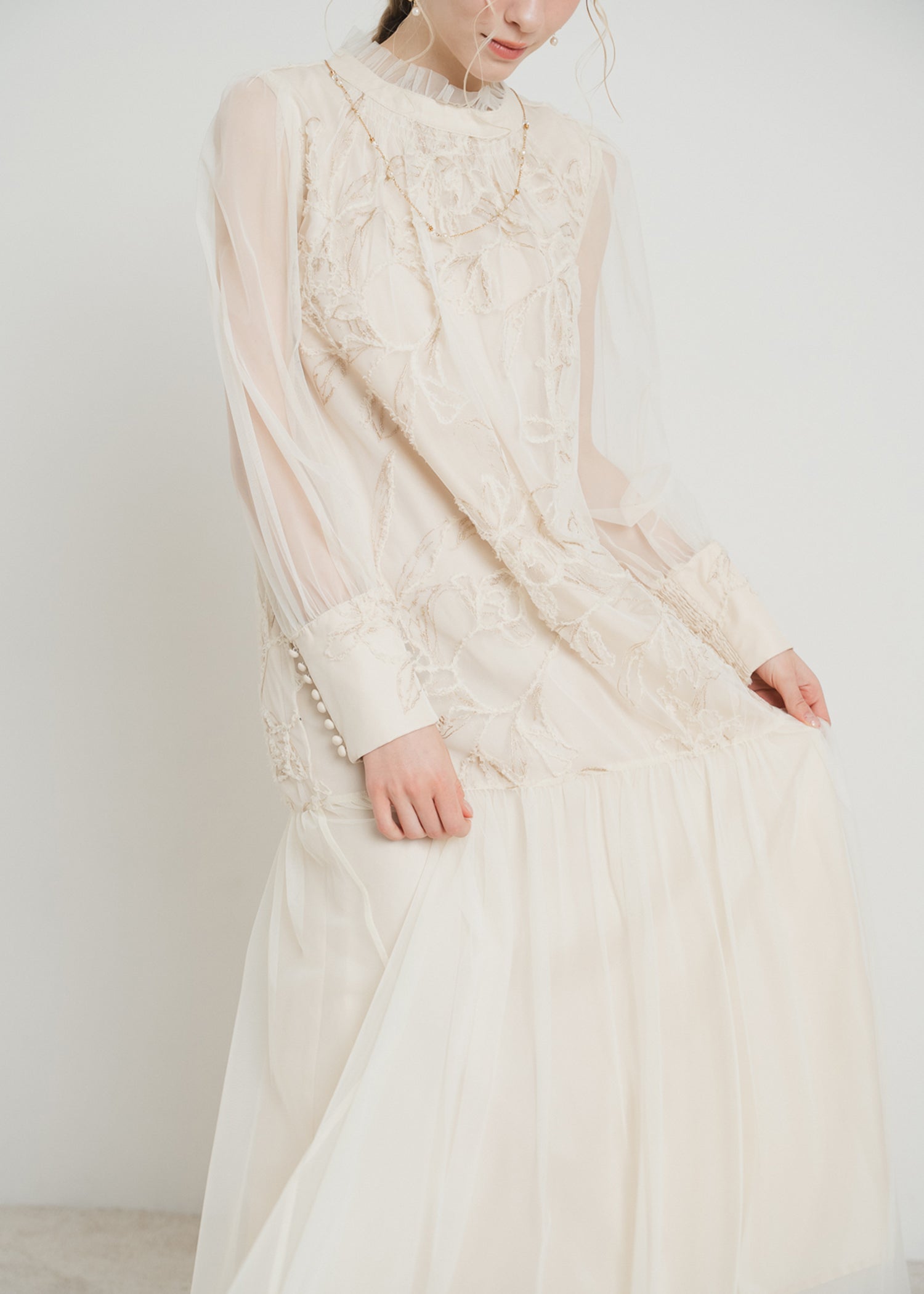 フェザーフラワーチュールドレス｜Dorry Doll