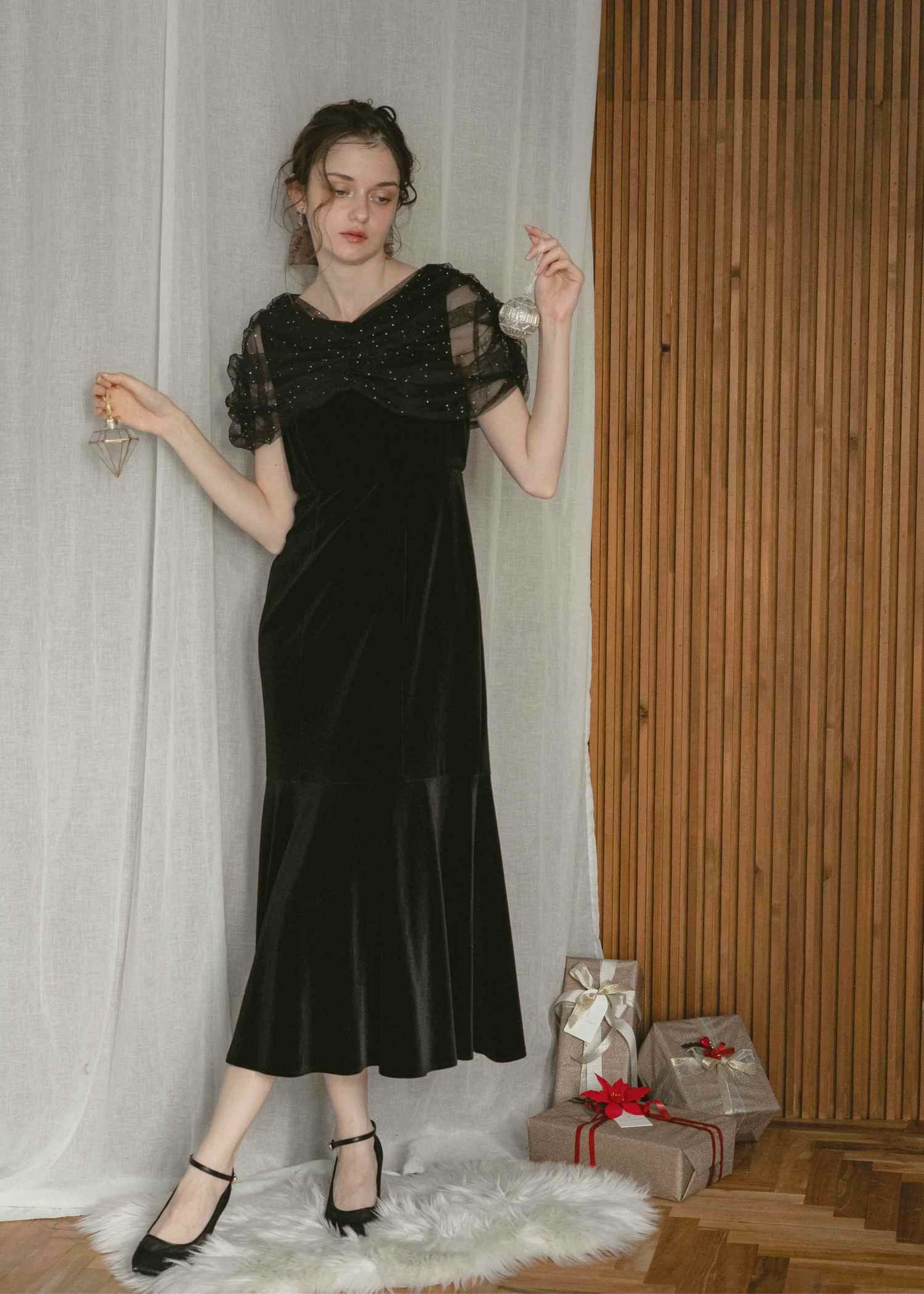 チュールケープデザインマーメイドドレス|DorryDoll