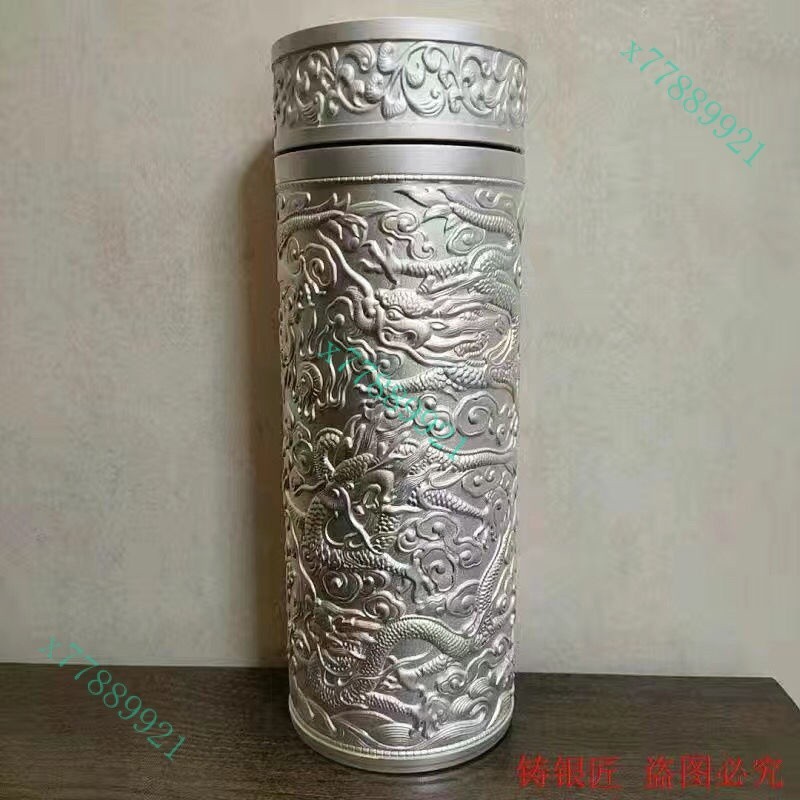 純銀保溫杯】銀杯子999純銀內膽禮品杯足銀茶杯過濾九龍銀水杯正品高檔