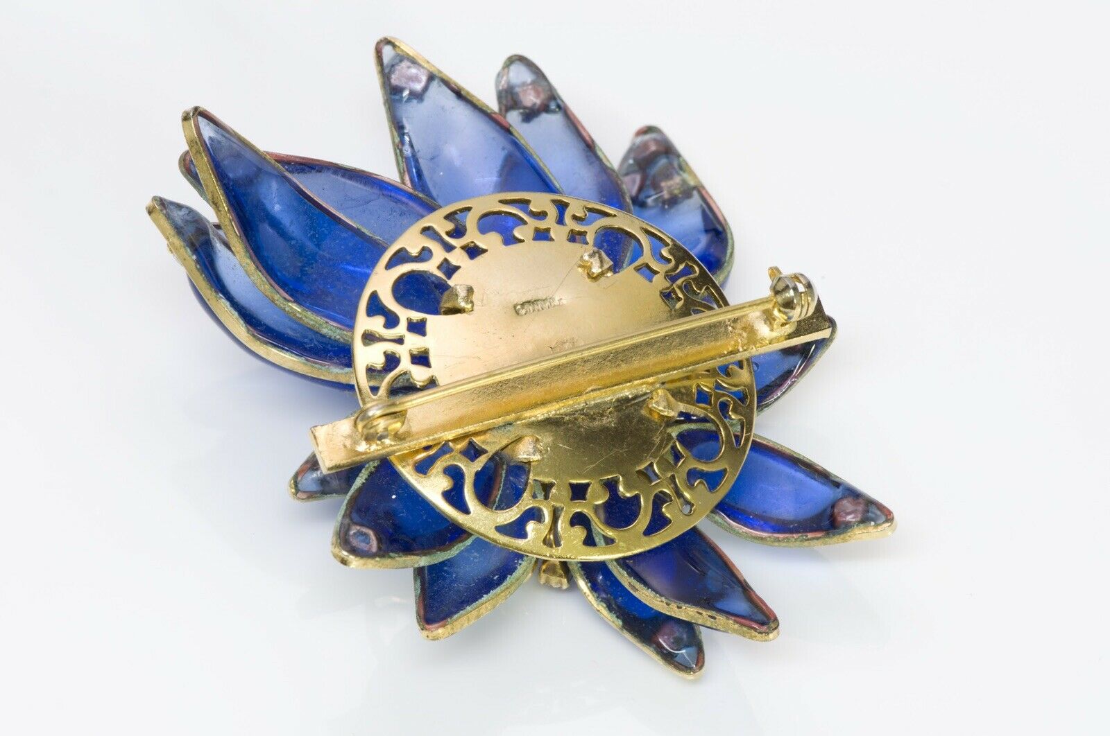 Christian DIOR 1940's by Maison Gripoix Glass Flower Brooch