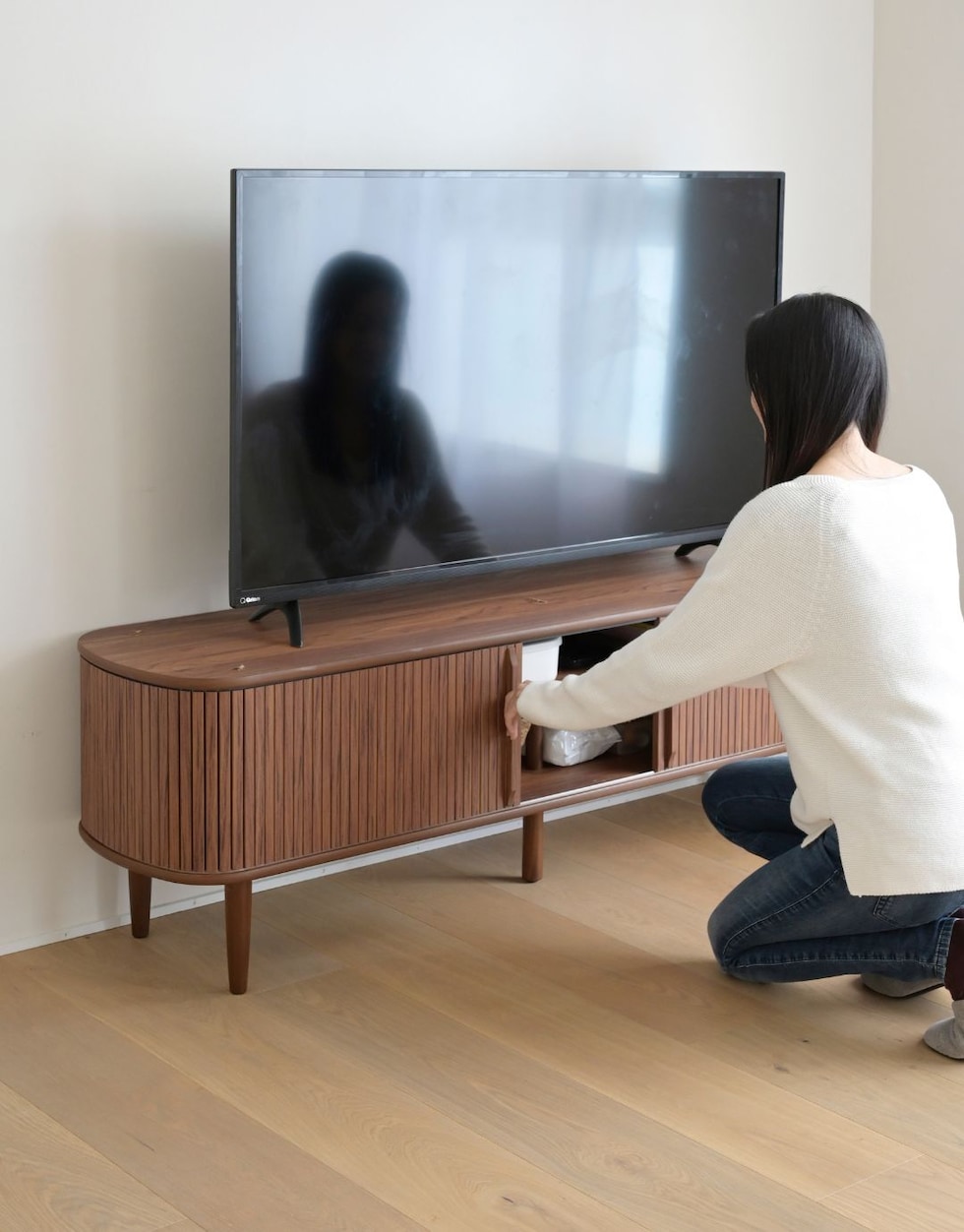 dショッピング |テレビ台 テレビボード 引き戸 蛇腹 幅150 奥行38 高さ