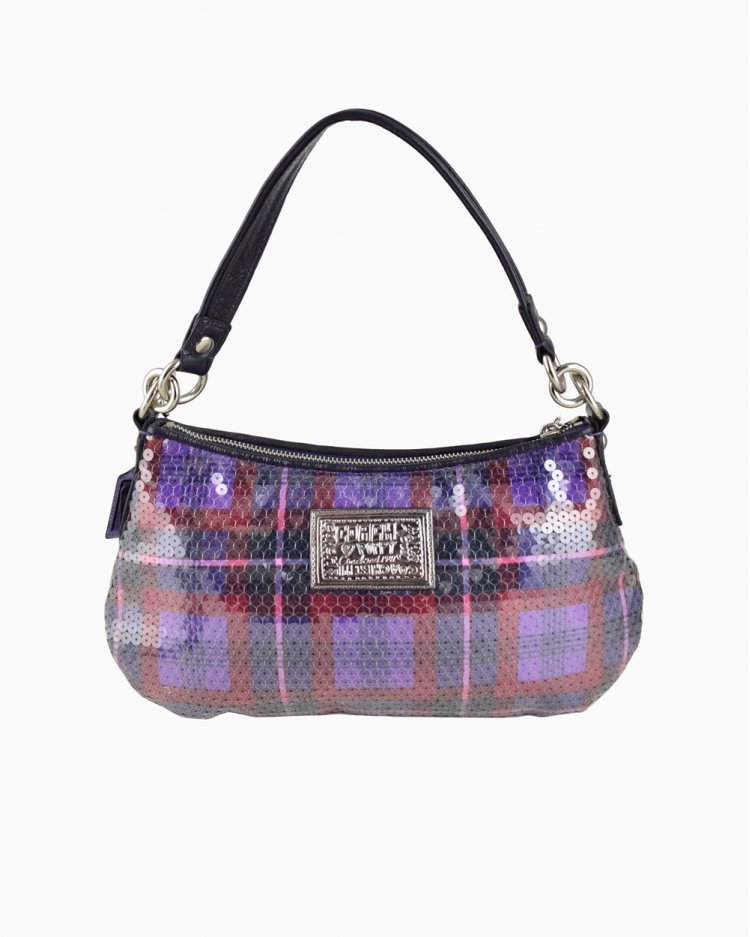 Bolsa Coach Poppy Sequin Tartan Groovy Original Feminina