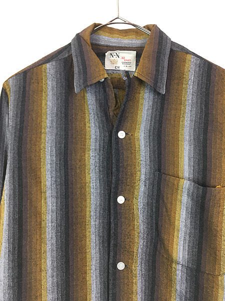 古着 60s N+N 好配色 オンブレ シャドー ストライプ 開襟 ボックス