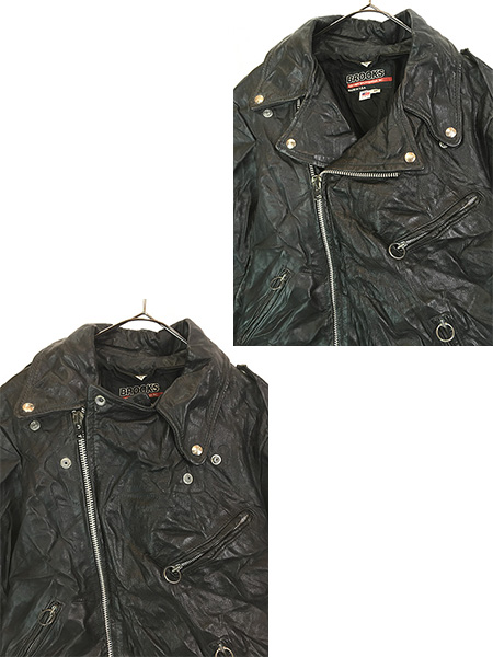古着 70s USA製 BROOKS 本革 レザー ダブル ライダース ジャケット 40