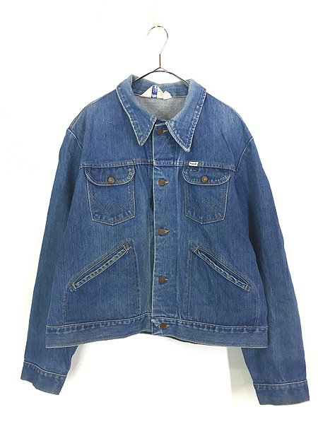 古着 70s USA製 Wrangler No Fault Denims ブルー デニム トラッカー