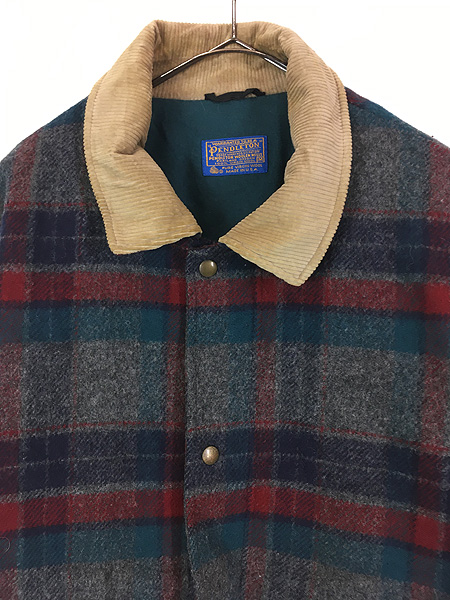 古着 80s USA製 Pendleton タータン チェック パデッド ウール