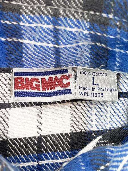 古着 80s BIG MAC ブルー × ホワイト × ブラック チェック ヘビー