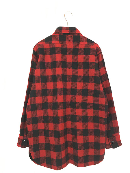 古着 40s BRENT マチ付 バッファロー チェック フランネル ウール