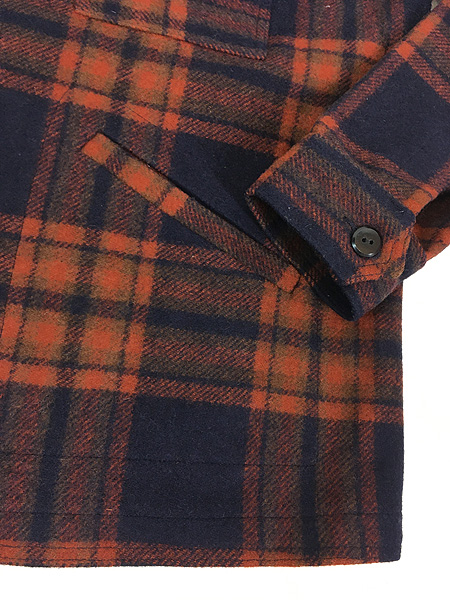 古着 70s USA製 Pendleton オレンジ チェック メルトン ウール