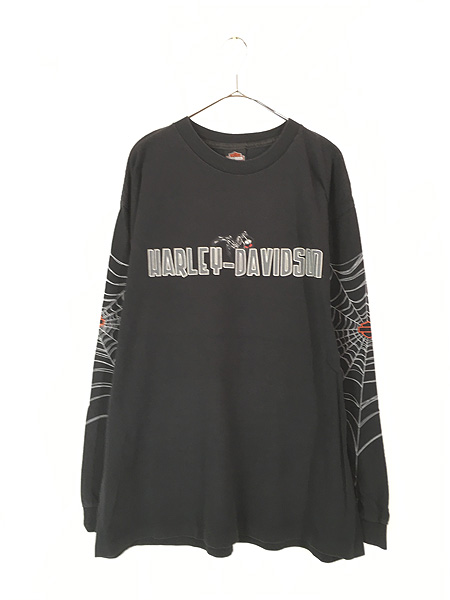 古着 00s USA製 HARLEY DAVIDSON クモの巣 スパイダー 長袖 Tシャツ