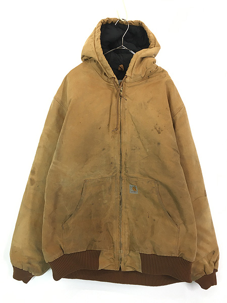 古着 USA製 Carhartt 防寒 ブラウン ダック パデット アクティブ