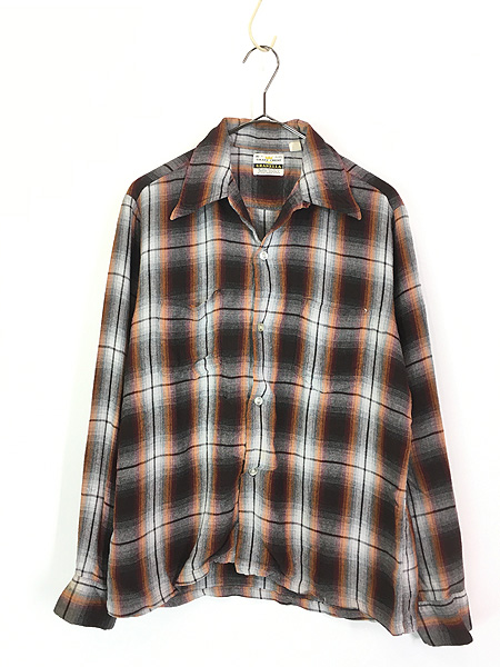 古着 60s GRANT-CREST GRANELLA オンブレ シャドゥ チェック 開襟