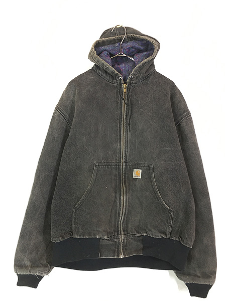 古着 80s USA製 Carhartt 裏地 ネイティブ柄 ブランケット ブラック