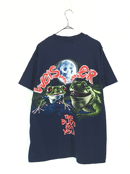 古着 90s USA製 Budweiser バドワイザー ビール 企業 カエル Tシャツ L