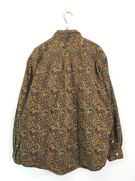 古着 90s J Crew ペイズリー ダマスク 総柄 コットン ボタンダウン