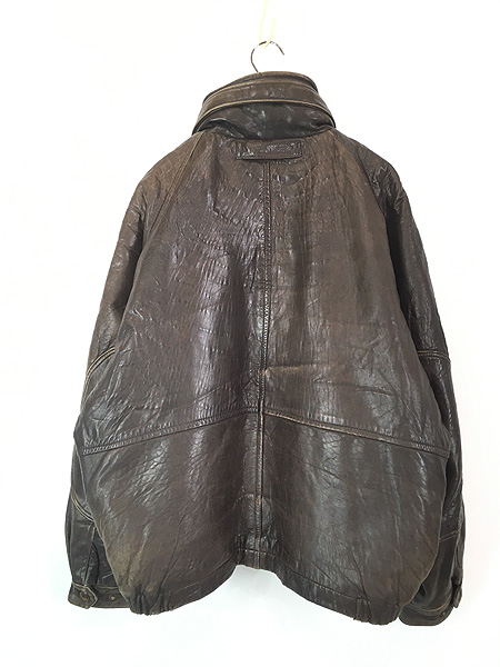 古着 90s Nautica 2way 本革 オール レザー ジャケット ブルゾン 42