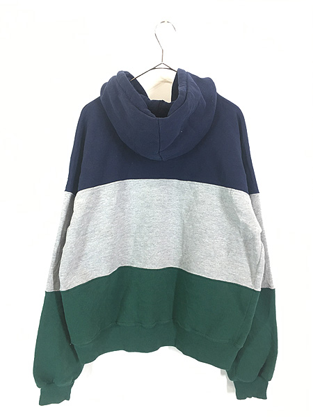 古着 90s USA製 Russell 3tone ボーダー ハーフジップ プルオーバー