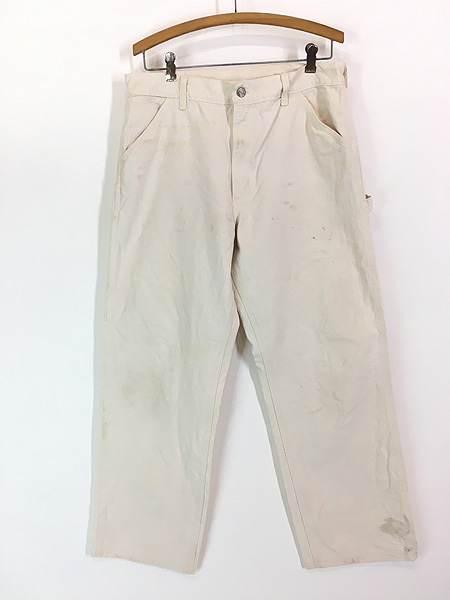 古着 80s USA製 Carhartt ホワイト ペインター ワーク パンツ W34 L30