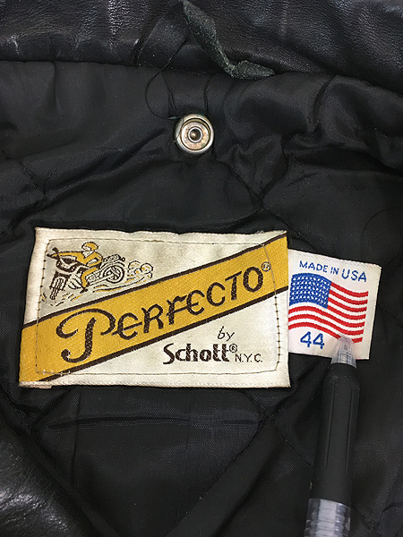 古着 80s USA製 Schott Bros 「Perfecto」 115 パデッド 本革 レザー