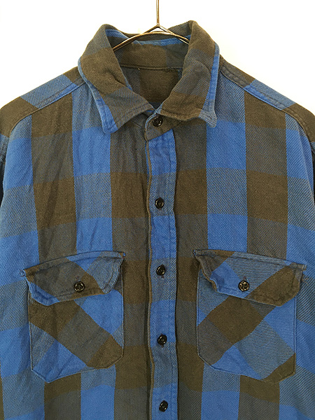 古着 70-80s FIVE BROTHER? ブルー × ブラック ブロック チェック