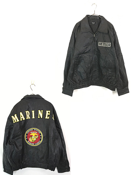 古着 90s U.S. MARINES 「MARINES」 USMC 本革 オール レザー