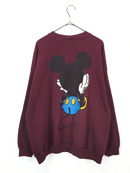 古着 90s USA製 Disney Mickey 青パン おすわり ミッキー 両面 BIG